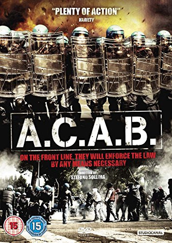 DVD cover for "Acab" depicting riot police facing a crowd.