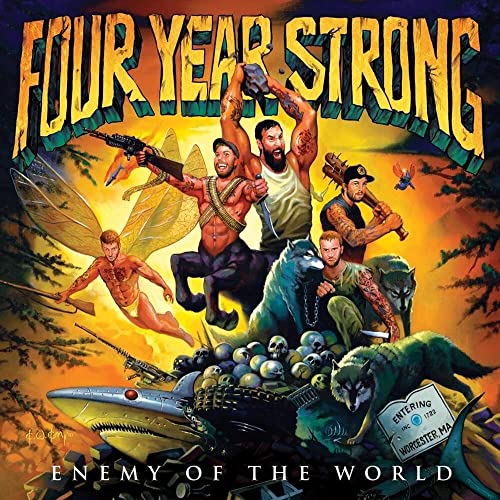 Album cover for Four Year Strong’s “Enemy of the World” featuring fantasy violence.