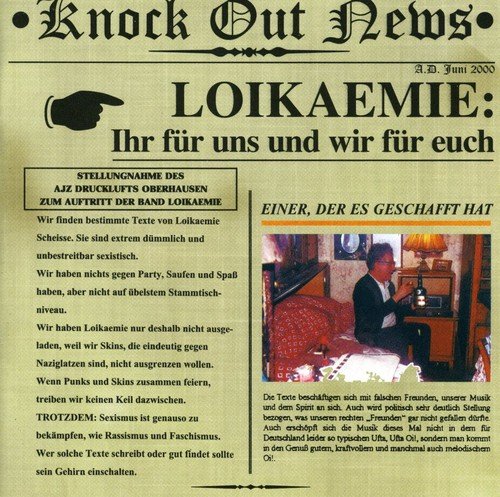 CD cover for “Loikaemie: Ihr für uns und wir für euch” with newspaper design.