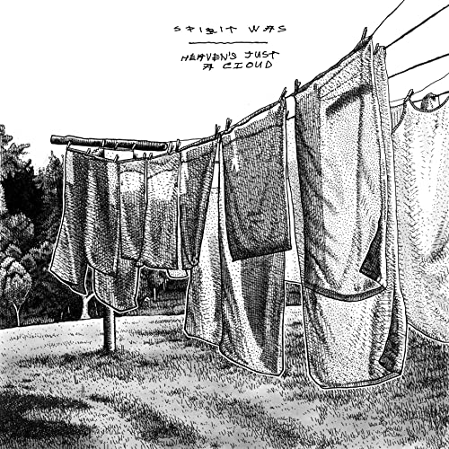 Black and white illustration of laundry hanging on a clothesline.