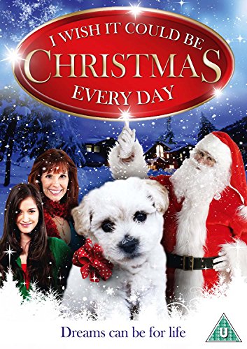 DVD cover for "I Wish It Could Be Christmas Every Day" with Santa, dog, and people.