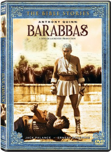 DVD cover for "Barabbas" featuring Anthony Quinn in a historical drama scene.