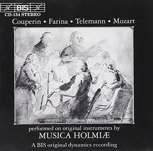 CD cover: Black and white sketch of musicians with text “Musica Holmiae”.