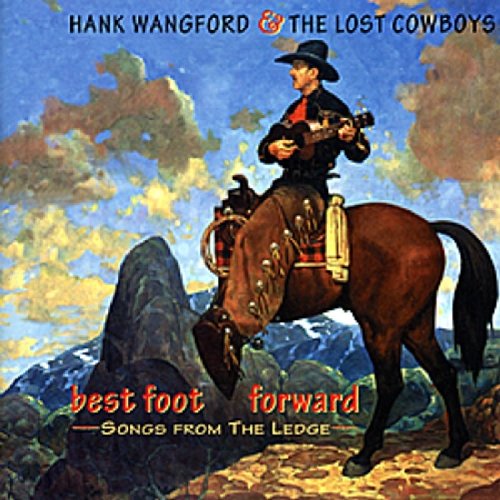 Cowboy on horseback, painted style album cover for Wangford Hank & The Lost Cowbo.