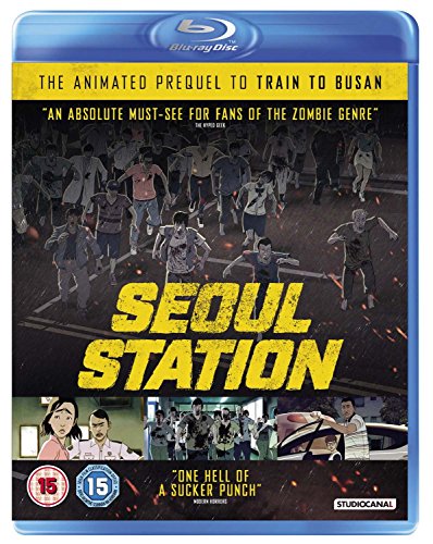 Seoul Station" Blu-ray cover depicting fleeing figures and zombie silhouettes.