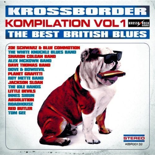 CD cover featuring a bulldog wearing sunglasses and playing a harmonica.