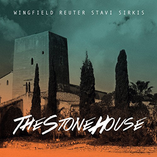 CD cover featuring a stone tower house and cypress trees, orange and teal.