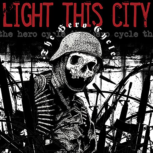 Black and white CD cover with skeletal soldier in barbed wire.