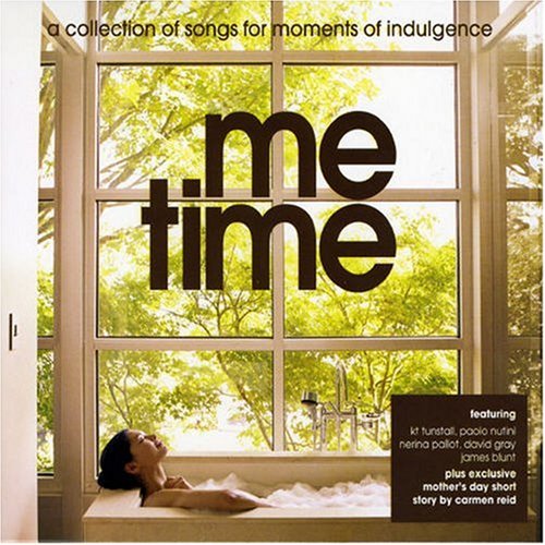CD cover for “Me Time” featuring a woman relaxing in a bubble bath.