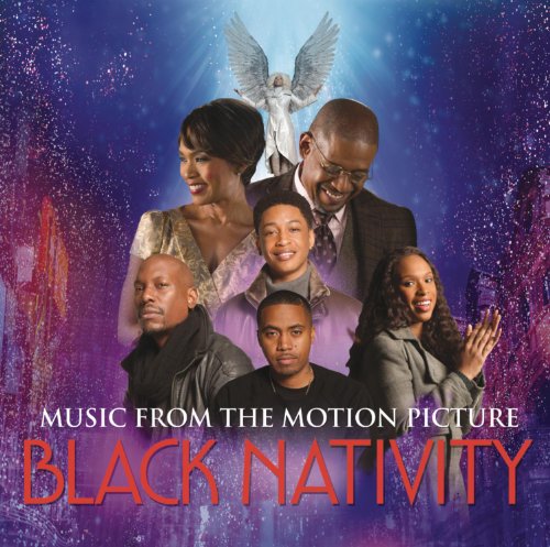CD cover for “Black Nativity” featuring a cast portrait and angel.