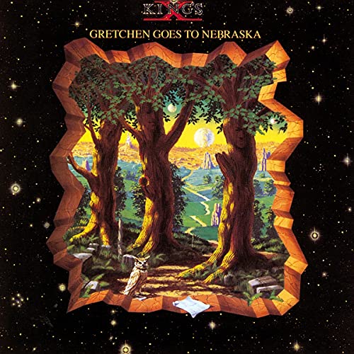 Album cover showing trees and a landscape framed against a starry space background.