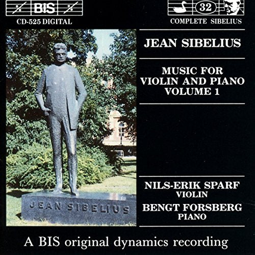 CD cover featuring a statue of Jean Sibelius and text details.