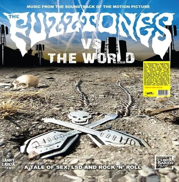 Vinyl album cover: "Fuzztones Vs The World" with skull and guitar imagery.