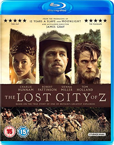 Blu-ray cover for "The Lost City of Z" featuring explorers and actors.