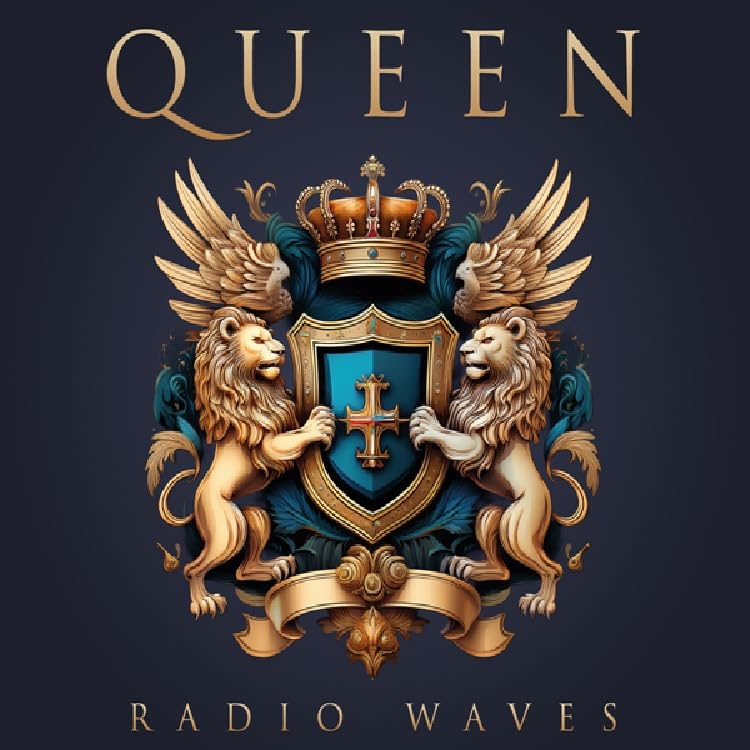 Queen “Radio Waves” CD cover with a royal crest and lions.