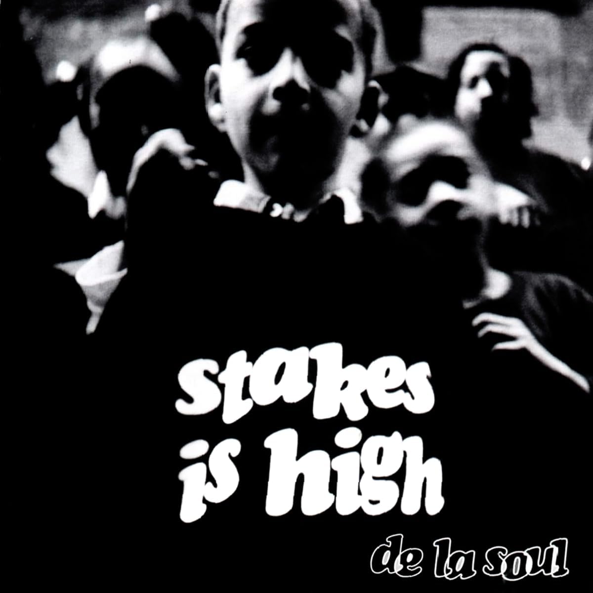 Black and white CD cover for De La Soul’s “Stakes Is High.”