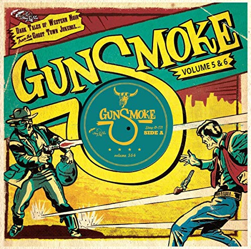 CD cover for "Gunsmoke Volumes 5 & 6" with western illustration.