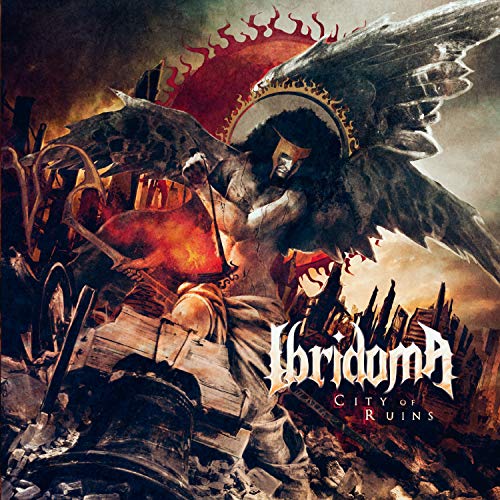 CD cover art: winged figures amidst fiery destruction and ruins.