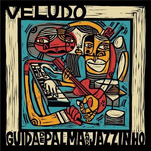 Vinyl record cover: abstract illustration of faces and musical instruments.