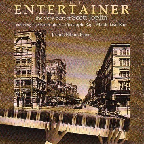 CD cover for Scott Joplin’s “The Entertainer” featuring a historic street scene.