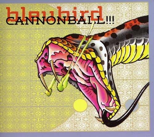 CD cover: snake head with open mouth on yellow patterned background.
