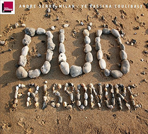 CD cover with "DUO FRISSONORE" spelled out in beach pebbles on sand.