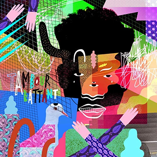 CD cover: colorful illustration of a person with large afro and hands.