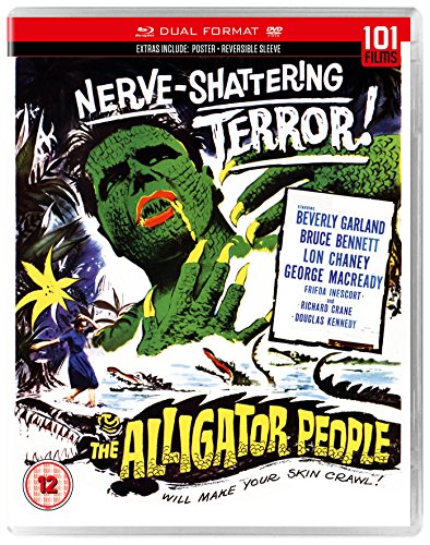 Alligator People" Blu-ray cover featuring a green, monstrous face and fleeing figures.