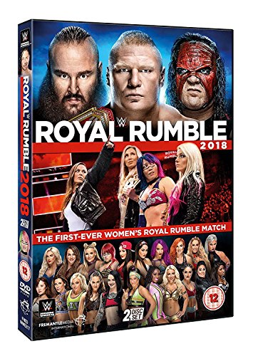 WWE Royal Rumble 2018 DVD cover featuring wrestlers and the event logo.