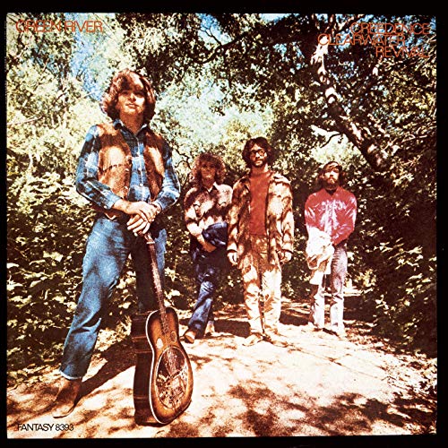 Creedence Clearwater Revival's "Green River" vinyl album cover with band portrait.