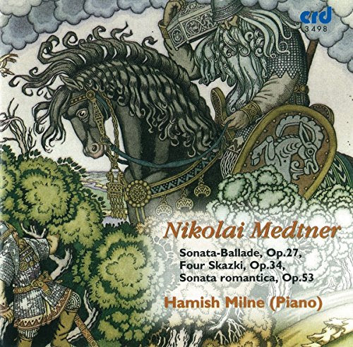 CD cover: a knight on horseback amidst trees, with composer and pianist names.