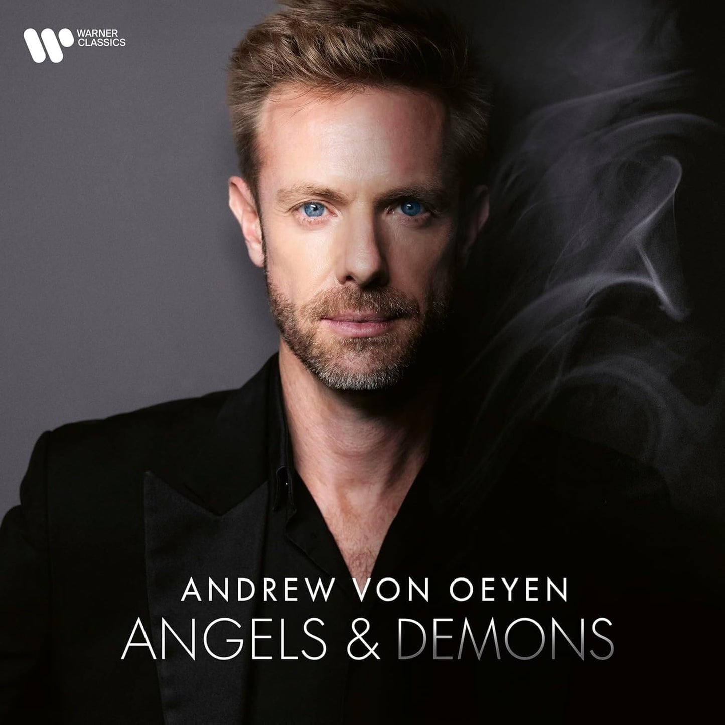 CD cover featuring pianist Andrew von Oeyen with smoky background.