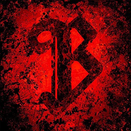 Red and black distressed album art with a large, stylized "B".