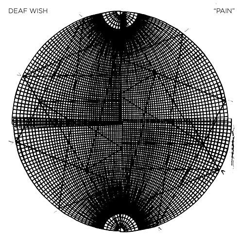 Black and white album cover for Deaf Wish’s “Pain” with geometric design.