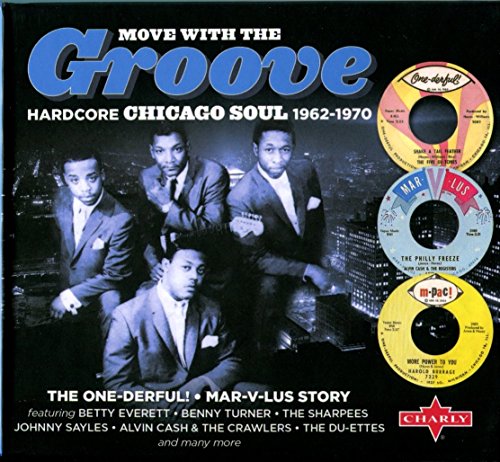 CD cover for "Move With The Groove" featuring four men and record labels.