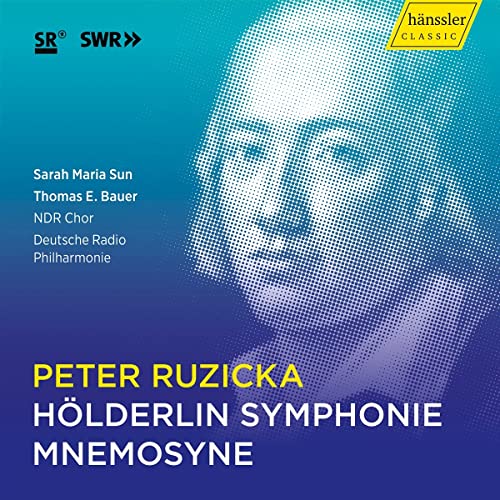 CD cover for Peter Ruzicka’s Hölderlin Symphonie with blue and yellow design.