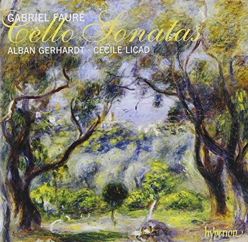 CD cover: Impressionistic painting of trees with text “Faure: Cello Sonatas”.