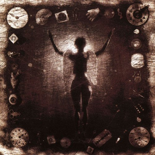 Dark sepia album cover with a silhouetted figure and scattered objects.