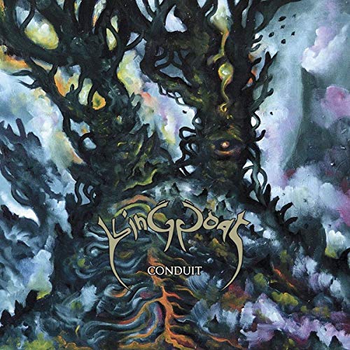 Painted album cover for King Goat’s “Conduit” featuring a monstrous tree-like face.