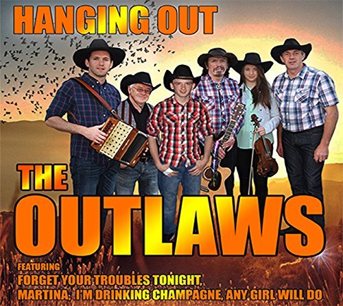 CD cover for “The Outlaws - Hanging Out” featuring a band in cowboy hats.