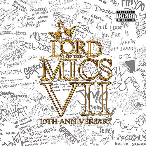 “Lord Of The Mics VII” CD cover with gold lettering and graffiti background.