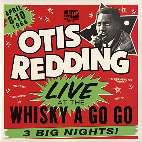 Otis Redding album cover featuring a black and white photo on a red background.
