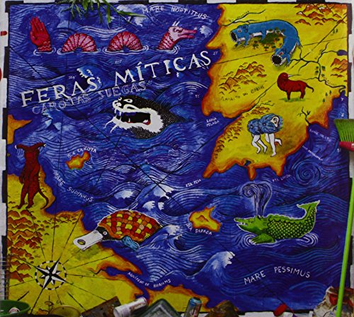 CD cover: colorful map with mythical creatures and Portuguese text.