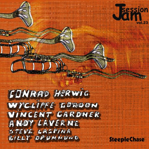 CD cover for "Jam Session Vol. 23" featuring illustrated brass instruments.