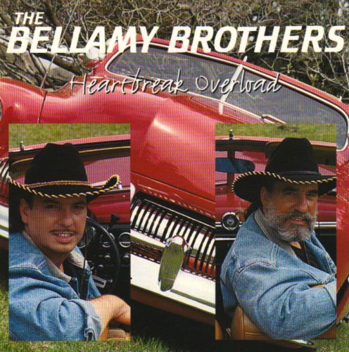 CD cover: Bellamy Brothers, "Heartbreak Overload", with a red classic car.