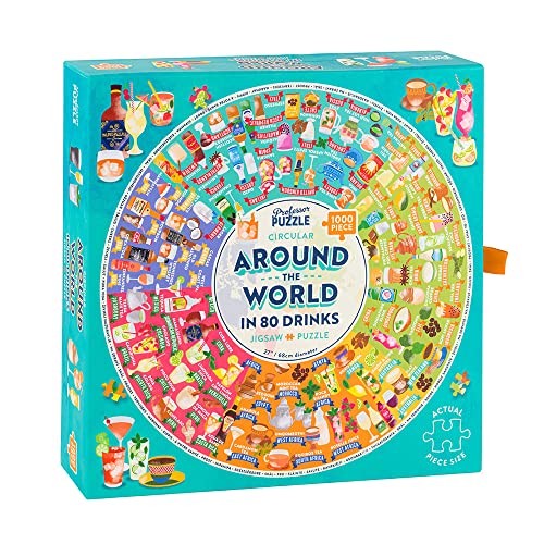 Professor Puzzle | Around the World in 80 Drinks - 1,000 Piece Jigsaw | Puzzle | Ages 21+ | 1+ Players