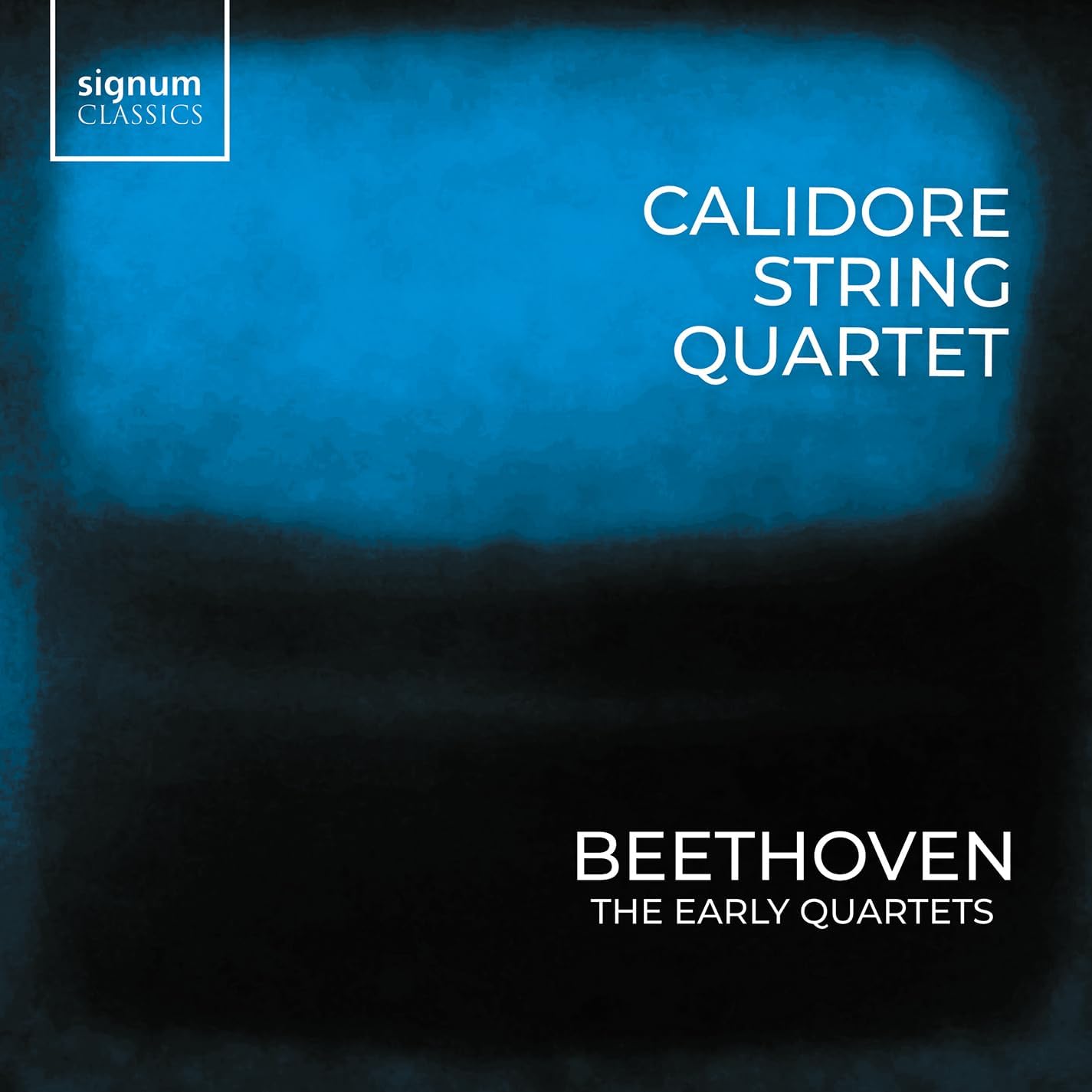 CD cover for Calidore Quartet’s Beethoven Quartets, Vol. 3, blue textured background.