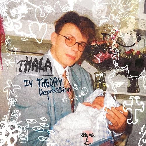 Album cover: man holding a baby, with doodles and text overlay.