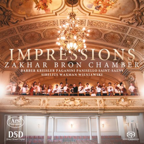 CD cover: ornate hall, musicians, text “Impressions” and “Zakhar Bron Chamber”.
