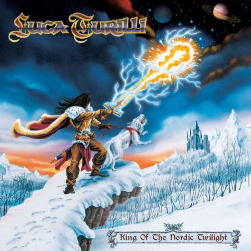 Album cover: warrior with wolf, snowy landscape, and dramatic sky.